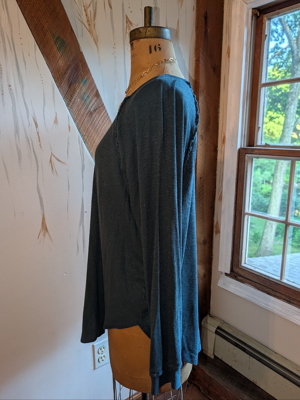 Blue Sweater With Ruffle Detail - Picture 7 of 9